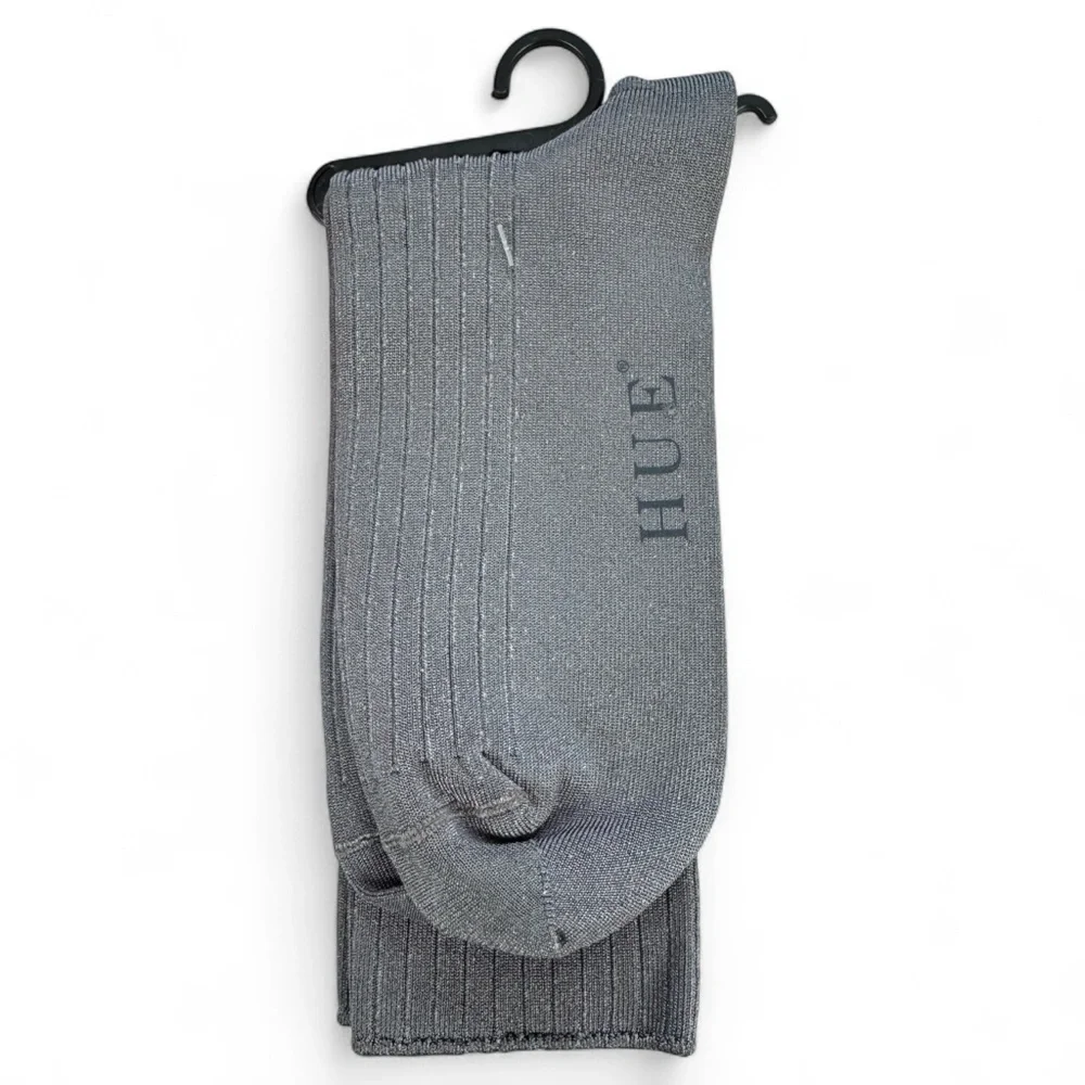 Hue Luster Rib Steel Gray Socks One Size‎ Fits Most Dress Socks